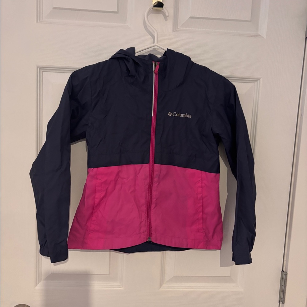 Columbia Navy and Pink Rain Jacket